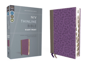 NIV, Thinline Bible, Giant Print, Leathersoft, Gray/Purple, Red Letter, Thumb Indexed, Comfort Print by Zondervan, 9780310463290