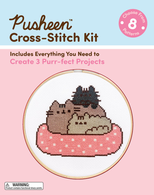 Pusheen Cross-Stitch Kit (Includes Everything You Need to Create 3 Purr-fect Projects (Choose from 8 Patterns)) by Claire Belton, Sosae Caetano, Dennis Caetano, 9798894141299