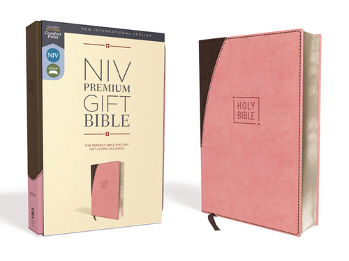 NIV, Premium Gift Bible, Leathersoft, Pink/Brown, Red Letter, Comfort Print (The Perfect Bible for Any Gift-Giving Occasion) by Zondervan, 9780310094012