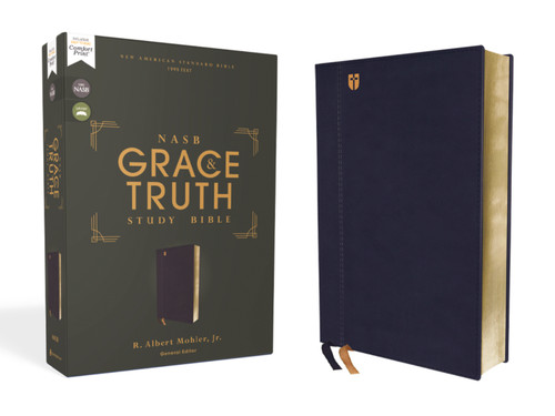 NASB, The Grace and Truth Study Bible (Trustworthy and Practical Insights), Leathersoft, Navy, Red Letter, 1995 Text, Comfort Print by R. Albert Mohler, Jr., Zondervan, 9780310447702