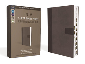 NIV, Super Giant Print Reference Bible (Font Size: 16.5-point), Leathersoft, Gray, Red Letter, Thumb Indexed, Comfort Print by Zondervan, 9780310460602