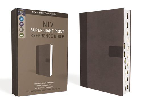 NIV, Super Giant Print Reference Bible (Font Size: 16.5-point), Leathersoft, Gray, Red Letter, Thumb Indexed, Comfort Print by Zondervan, 9780310460602