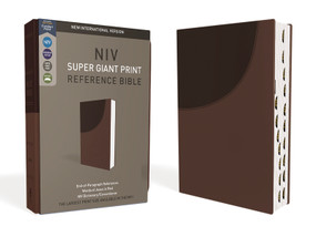 NIV, Super Giant Print Reference Bible (Font Size: 16.5-point), Leathersoft, Brown, Red Letter, Thumb Indexed, Comfort Print by Zondervan, 9780310460619