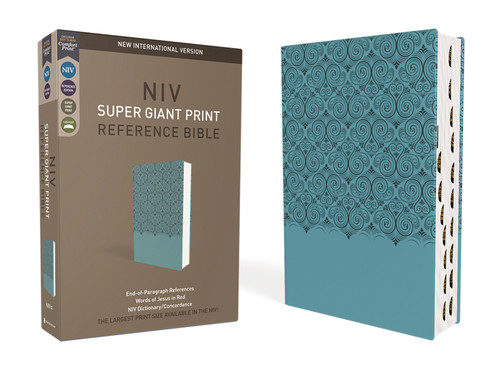 NIV, Super Giant Print Reference Bible (Font Size: 16.5-point), Leathersoft, Teal, Red Letter, Thumb Indexed, Comfort Print by Zondervan, 9780310460633
