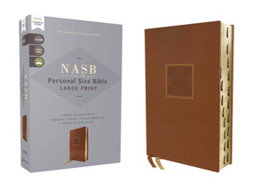 NASB, Personal Size Bible, Large Print, Leathersoft, Brown, Red Letter, 1995 Text, Thumb Indexed, Comfort Print by , 9780310465973