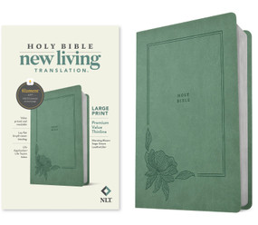 NLT Large Print Premium Value Thinline Bible, Filament Enabled (LeatherLike, Morning Bloom Sage Green) by New Living Translation, Tyndale, 9798400518645