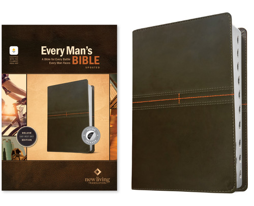 NLT Every Man's Bible, Filament Enabled (LeatherLike, East-West Grey, Indexed, Red Letter) by New Living Translation, Tyndale, Dean Merrill, 9798400519581
