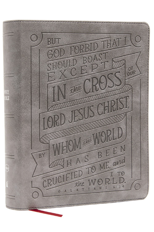 NKJV, Journal Reference Edition Bible, Verse Art Cover Collection, Leathersoft, Gray, Red Letter, Comfort Print by Thomas Nelson, 9780785291497