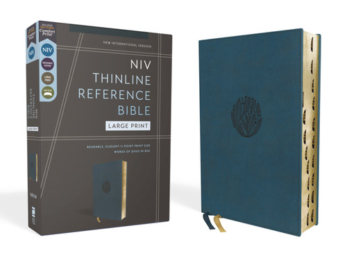 NIV, Thinline Reference Bible (Deep Study at a Portable Size), Large Print, Leathersoft, Teal, Red Letter, Thumb Indexed, Comfort Print by Zondervan, 9780310462767