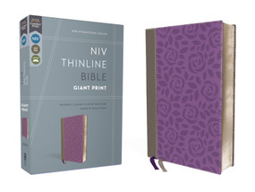 NIV, Thinline Bible, Giant Print, Leathersoft, Gray/Purple, Red Letter, Comfort Print by Zondervan, 9780310448655