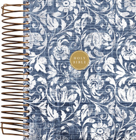 NIV, Journal the Word Bible, Spiral-Bound Edition, Double-Column, Hardcover Spiral, Blue Floral, Red Letter, Comfort Print by Zondervan, 9780310469988