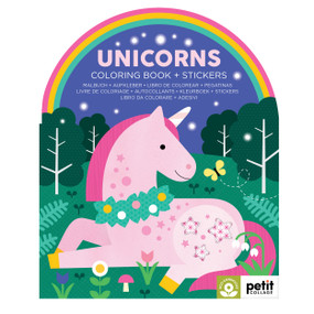 Unicorns Coloring Book + Stickers (Bilingual Edition) by Petit Collage, 9781797249353