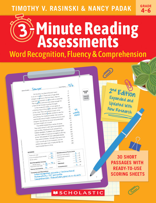 3-Minute Reading Assessments: Word Recognition, Fluency & Comprehension : Grades 4-6, 2nd Edition by Timothy V. Rasinski, Nancy Padak, 9798225103569