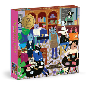 Purrfect Cafe 500 Piece Foil Puzzle by Galison, Anne Bentley, 9780735391390