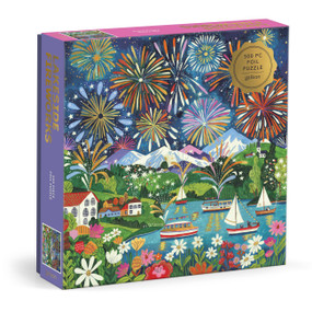 Lakeside Fireworks 500 Piece Foil Puzzle by Galison, Caroline Bonne Muller, 9780735391437