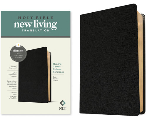 NLT Thinline Center-Column Reference Bible, Filament Enabled (Genuine Leather, Black, Red Letter) by New Living Translation, Tyndale, 9781496479082