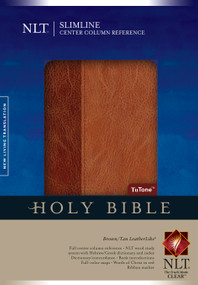 Slimline Center Column Reference Bible NLT, TuTone (LeatherLike, Brown/Tan, Indexed, Red Letter) by New Living Translation, Tyndale, 9781414368368