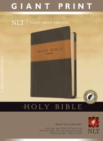 Holy Bible, Giant Print NLT, TuTone (LeatherLike, Brown/Tan, Indexed, Red Letter) by New Living Translation, Tyndale, 9781414337494