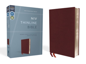 NIV, Thinline Bible, Bonded Leather, Burgundy, Red Letter, Comfort Print by Zondervan, 9780310448792