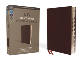 NIV, Reference Bible, Giant Print, Bonded Leather, Burgundy, Red Letter, Thumb Indexed, Comfort Print by Zondervan, 9780310449492