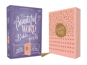 NIV, Beautiful Word Bible for Girls, Updated Edition, Leathersoft, Zippered, Pink, Red Letter, Comfort Print (600+ Full-Color Illustrated Verses) by Zondervan, 9780310455288