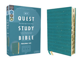 NIV, Quest Study Bible, Personal Size, Leathersoft, Teal, Thumb Indexed, Comfort Print (The Only Q and A Study Bible) by Christianity Today Intl., Zondervan, 9780310456605
