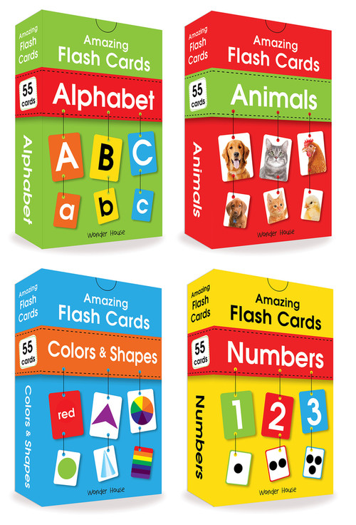 Amazing Flash Cards (Set Of 4 Boxes) (Alphabet, Number, Animals, Colors And Shapes) by Wonder House Books, 9789388810739