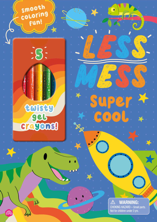 Less Mess Coloring: Super Cool (Chunky Line Art Coloring Book for 3 to 6 Year-Olds with 5 Smooth Gel Crayons) by IglooBooks, Malu Lenzi, 9781805858010