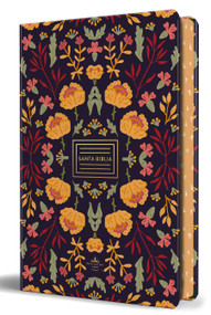 Santa Biblia RVR 1960 letra grande tamaño manual, tapa dura morada con flores naranjas / Spanish Bible RVR 1960 Handy Size Large Print Purple HC Orange by Reina Valera Revisada 1960, 9798890989550
