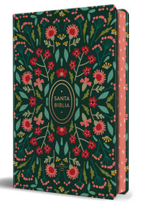 Santa Biblia RVR 1960 letra grande tamaño manual, tapa dura verde con flores rosadas / Spanish Bible RVR 1960 Handy Size Large Print Green HC with Pink by Reina Valera Revisada 1960, 9798890989543