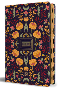 KJV Holy Bible, Large Print Handy Size format, Hardcover, Deep Plum Folk Floral with page edge design, Thumb Index, Ribbon Marker, and Red Letter by KING JAMES VERSION, 9798890989529