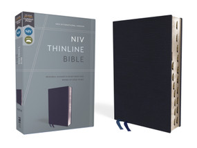 NIV, Thinline Bible, Bonded Leather, Navy, Red Letter, Thumb Indexed, Comfort Print by Zondervan, 9780310448839