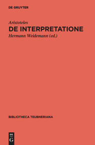 De interpretatione ((Peri hermeneias)) (Bilingual Edition) by Aristoteles, Hermann Weidemann, 9783110349054