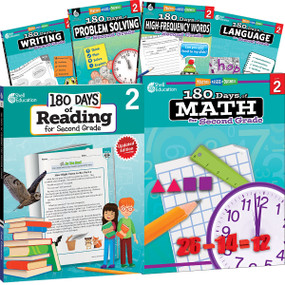 180 Days®: Reading, High-Frequency Words, Math, Problem Solving, Writing, & Language for Grade 2: 6-Book Set (Practice, Assess, Diagnose) by Multiple Authors, 9781425827991