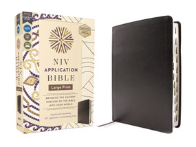 NIV Application Bible, Large Print, European Bonded Leather, Black, Red Letter, Indexed, Comfort Print by Zondervan, 9780310465294