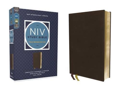 NIV Study Bible, Fully Revised Edition (Study Deeply. Believe Wholeheartedly.), Genuine Leather, Calfskin, Brown, Red Letter, Comfort Print by Kenneth L. Barker, Mark L. Strauss, Jeannine K. Brown, Craig L. Blomberg, Michael Williams, Zondervan, 9780310465805