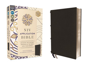NIV Application Bible, Genuine Leather, Calfskin, Black, Red Letter, Comfort Print (Bringing the Ancient Message of the Bible into Your World) by Zondervan, 9780310467748