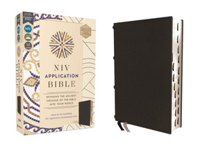 NIV Application Bible, Genuine Leather, Calfskin, Black, Red Letter, Thumb Indexed, Comfort Print by Zondervan, 9780310467755