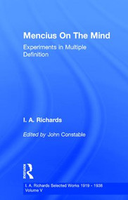 Mencius On The Mind (Experiments in Multiple Definition) by John Constable, 9780415217361