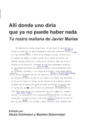Allí donde uno diría que ya no puede haber nada (Tu rostro mañana de Javier Marías) (Spanish Edition) by Alexis Grohmann, Maarten Steenmeijer, 9789042025943