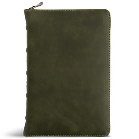 CSB Personal Size Bible, Holman Handcrafted Collection, Zipper Closure, Marbled Olive Premium Calfskin by CSB Bibles by Holman, 9798384546221