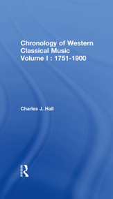 Chronology of Western Classical Music, Volume I: 1751-1900 by Charles John Hall, 9780415942164