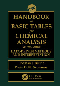 CRC Handbook of Basic Tables for Chemical Analysis (Data-Driven Methods and Interpretation) by Thomas J. Bruno, Paris D.N. Svoronos, 9781138089044