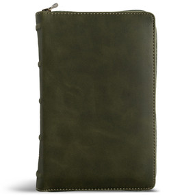CSB Single-Column Compact Bible, Holman Handcrafted Collection, Zipper Closure, Marbled Olive Premium Calfskin by CSB Bibles by Holman, 9798384546245