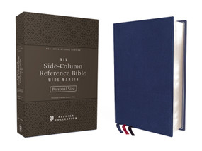 NIV, Side-Column Reference Bible, Personal Size, Premium Goatskin Leather, Blue, Premier Collection, Art Gilded Edges, Comfort Print by Zondervan, 9780310461135