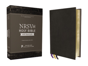 NRSVue, Holy Bible with Apocrypha, Premium Goatskin Leather, Black, Premier Collection, Art Gilded Edges, Comfort Print by Zondervan, 9780310461500