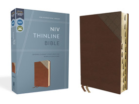 NIV, Thinline Bible, Leathersoft, Brown, Red Letter, Thumb Indexed, Comfort Print by Zondervan, 9780310462057