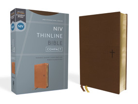 NIV, Thinline Bible, Compact, Leathersoft, Brown, Red Letter, Comfort Print by Zondervan, 9780310463375