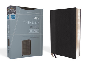 NIV, Thinline Bible, Compact, Leathersoft, Black/Gray, Red Letter, Comfort Print by Zondervan, 9780310463382