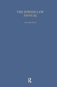 Jewish Law Annual (Vol 7) by Bernard S Jackson, 9783718604807